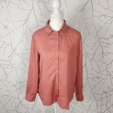 Massimo Dutti Salmon 100% Linen Button Front ...