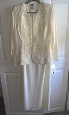 R M Richards Mother Of The Bride Groom Dress 2 Pc Set Size 8 Cream NWT