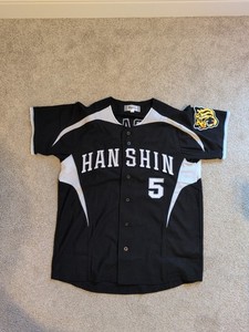 2012-2014 Away Hanshin Tigers NPB Baseball Jersey Keiichi Hirano #5 Size Large