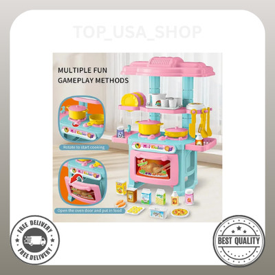 Mini Kitchen Counter Play Set DIY Simulated Cooking Food Tableware Play House