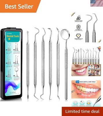 Luxurious Stainless Steel Dental Care Kit - Scraper, Mirror & Carry Case