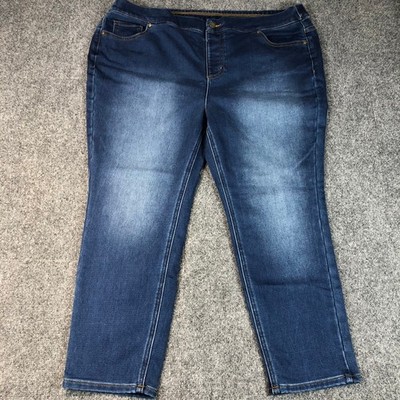 Isaac Mizrahi Live Plus Size 20WP Blue Wash Denim Stretch Straight Leg Jeans