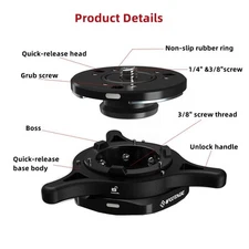 Seastar Quick Release Plate Quick Setup Kit with 1/4" 3/8" ScrewCompatible wi...