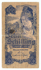 1945 Austria 10 Schilling 77085 Paper Money Banknotes Currency