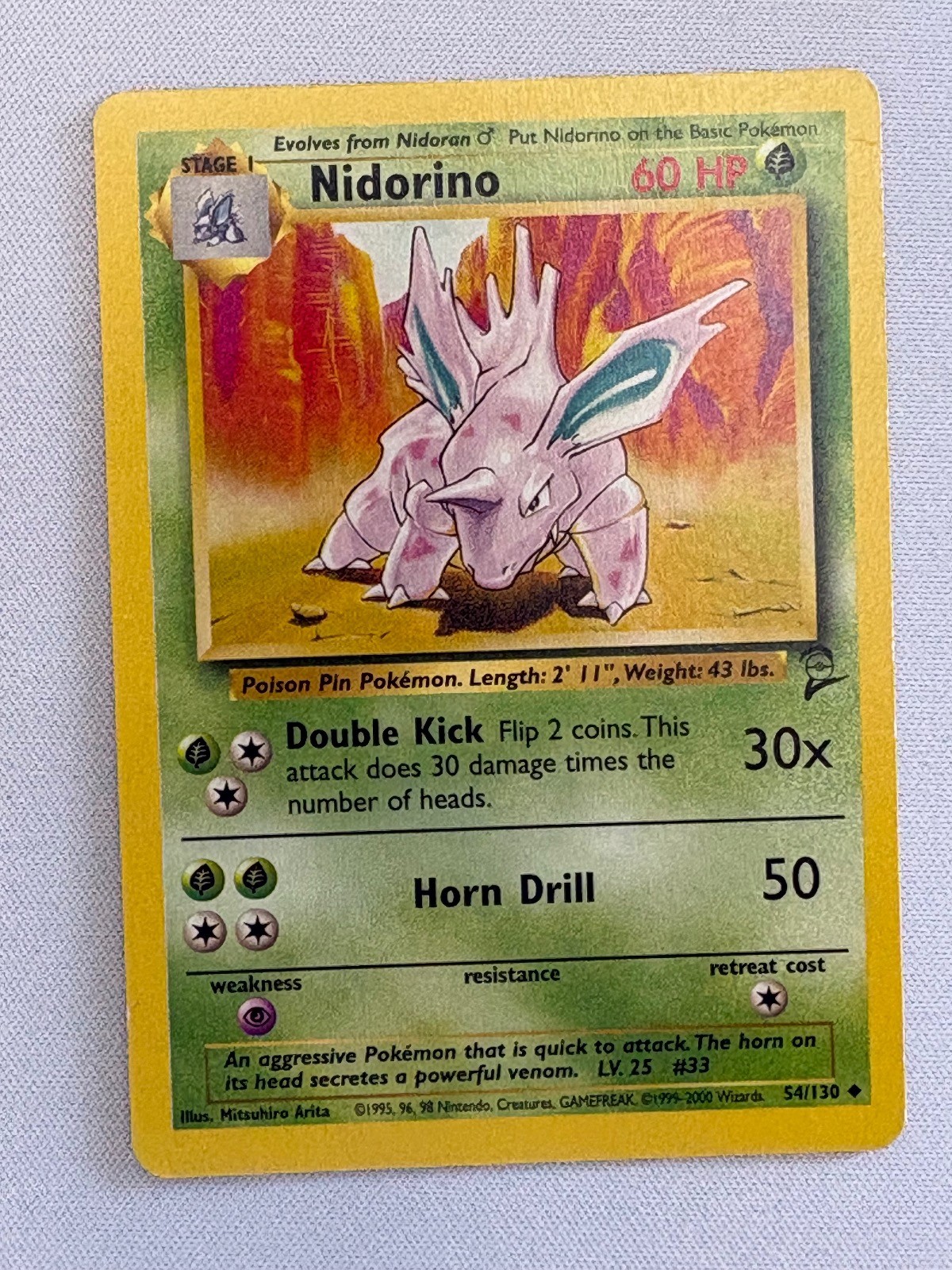NIDORINO 54/130 UNCOMMON BASE SET 2 POKEMON MP