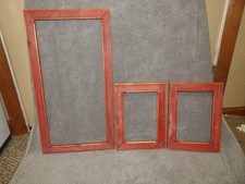 3  Rustic Wood Red Paint Picture Frame Farmhouse Distressed Decor For Wall Art