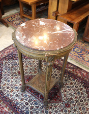 Antique  French Louis XVI Marble Top Round Side Table