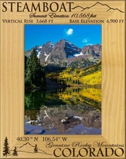 Steamboat Colorado Elevation Laser Engraved Wood Picture Frame Portrait (8 x 10)