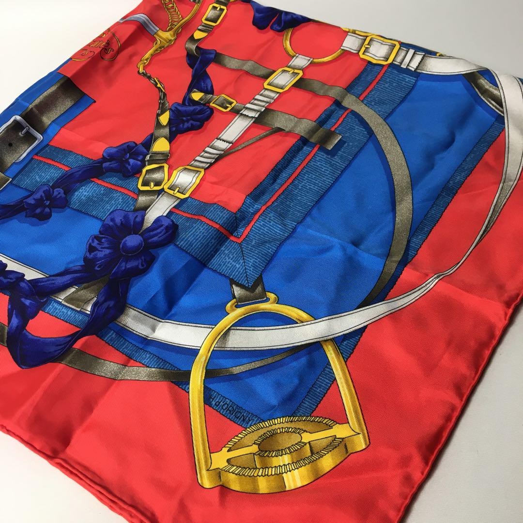 Hermes Carre 90 Silk Scarf Red 2506-229 Made in Japan