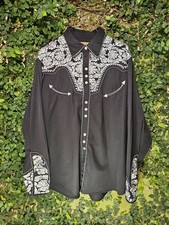 Scully Gunfighter Embroidered Pearl Snap Western Shirt Sz L Cowboy Rodeo
