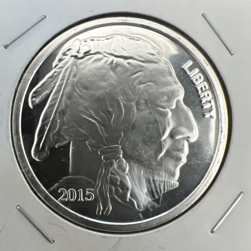 2015 Buffalo Indian Head Liberty 1 oz .999 Silver Bullion Round.