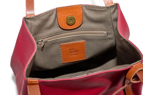BEAU DESSIN S.A. WF309 Red Washed Garment Mini Tote Bag Handbags 2025 Model - Picture 9 of 15