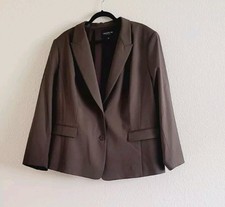 Lafayette 148 Blazer Virgin Wool Blend Jacket 2 Button Brown Women's Size 22w