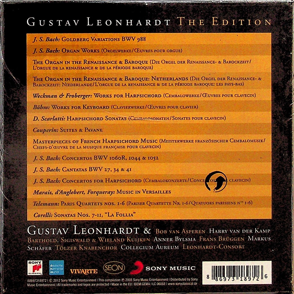GUSTAV LEONHARDT- The Edition 15-CD Box Set NEW Harpsichord Organ
