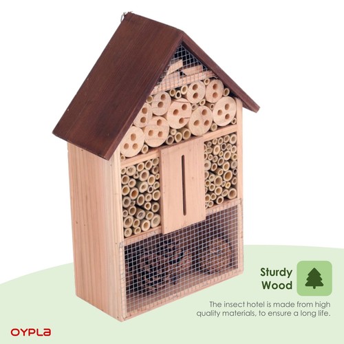 NEW Wooden Stick Bee Wildlife Insect Hotel House Garden Nest Shelter Box Habitat - Picture 4 of 9