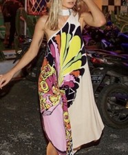 Free People One Shoulder Dress Bold As Love Butterfly Print Asymmetrical Short