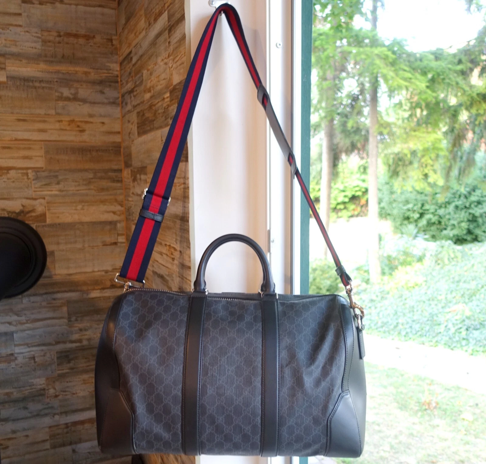 GUCCI BAG 45 logo supreme black red blue weekender 45cm monogram guccissima
