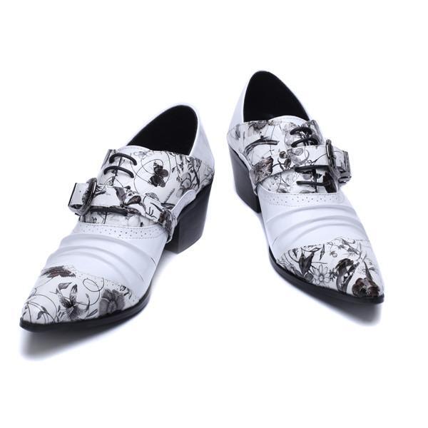 SAOLA Scarpe eleganti uomo pelle a punta tacco a blocco fibbia punta coreana OL