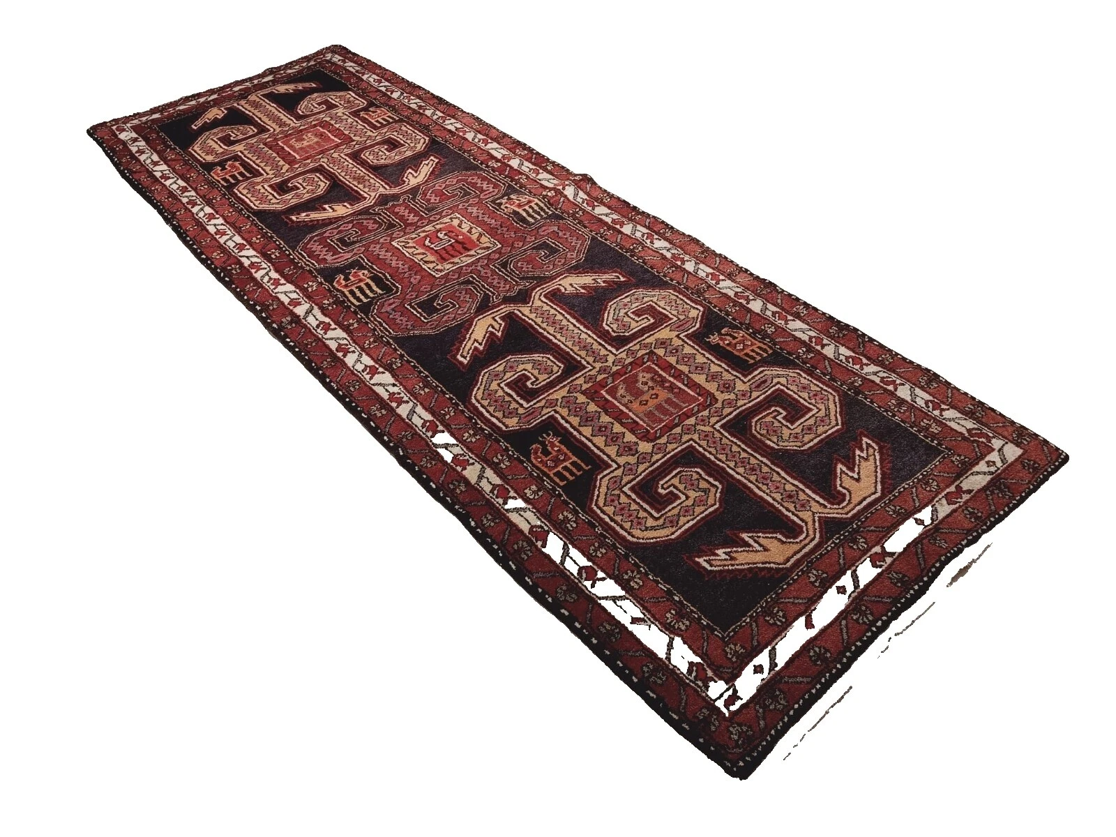 Multicolor 100% Wool Antique Runners