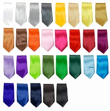 Solid Plain Polyester Men's Jacquard Woven Neckties 3 inches 29 Colors