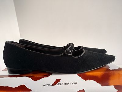 Donald J Pliner OLISA Black Suede Pointy Toe Mary Jane Flats // Womens Size 6.5M