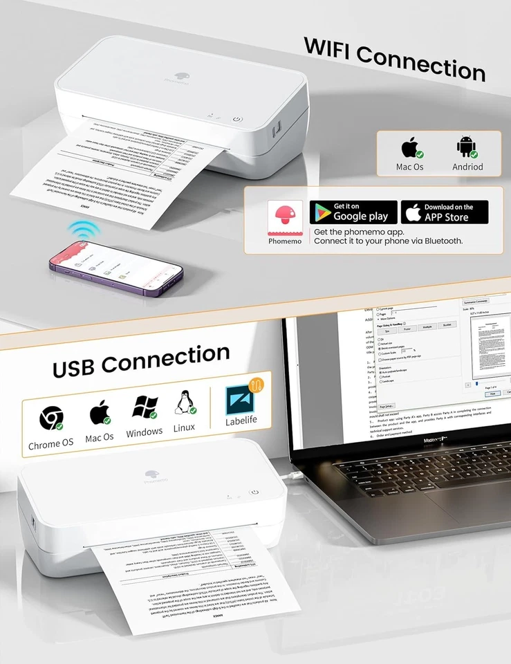 Phomemo S821 Thermal Printer Compact WIFI Printer For Android, Windows, Mac - Image 2 of 4