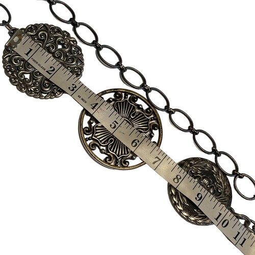Chicos Belt Boho Chunky Floral Medallion Metal Heavy Chain Bling Vintage - Picture 10 of 10