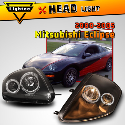 For Mitsubishi Eclipse 2000-2005 Halo Projector Headlights Dual Beam Black Clear