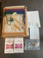 Vintage Tabletop Wood Hand Weaver Loom  Books Heddle Bar & Shuttles The Friendly