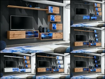 ASM Parete attrezzata parete soggiorno parete armadio SWITCH XXIV Wotan PVC lucido push-click LED