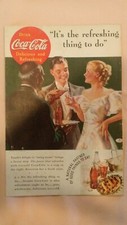 PUBLICITÉ IMPRIMÉE COCA-COLA COKE DE SEP 1936 NAT GEO "C'EST LA CHOSE RAFRAÎCHISSANTE À FAIRE"