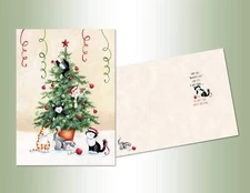 LPG PERFORMING ARTS BOXED CHRISTMAS CARD SET Cat Tree Set of 18 cards with fu...