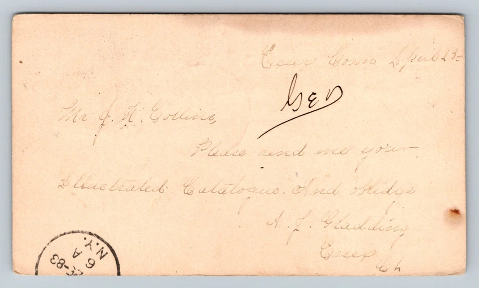 1881 UX7 US Postal Card Lady Liberty 1c FANCY Cork Cancellation Mark 'P.O. NY' - Image 4 of 4