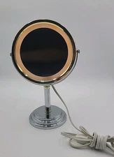 JERDON LT109CG 7in Lighted Makeup Mirror With Magnification 13" High Silver/Gold