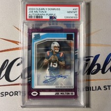 Joe Milton III 2024 Clearly Donruss #97 Rated Rookie Auto Purple /75 PSA 10