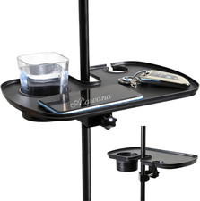 Universal Microphone Stand Tray with Drink Holder, Adjustable Mic Stand Clamp-On