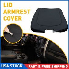 For 2013-2018 Dodge Ram Leather Center Console Lid Armrest Jump Seat Cover Black