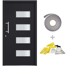 Haustür Eingangstür Aluminium und PVC Anthrazit 100x200 cm Links