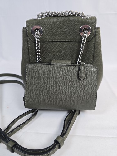 Coach Convertible Mini Leather Backpack Olive Green Matching Wallet EUC! - Afbeelding 10 van 17