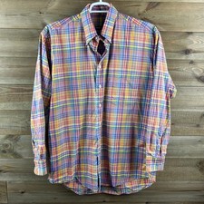 Gitman Brothers Mens Shirt Long Sleeve Button Plaid Colorful Made In USA Large