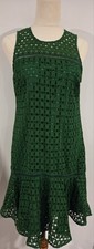 CUE Short Green Stretch Lace Two Layered Sleeveless Mini Dress Size 6
