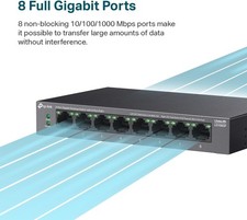 TP-Link 8-Port PoE Gigabit Switch  62W Power  Silent  Plug  Play  LS108GP