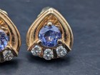 🔥 BALLOU 14K GOLD TANZANITE & DIAMOND STUD EARRINGS NEW IN BOX 2.3 GRAMS SIGNED — photo 5