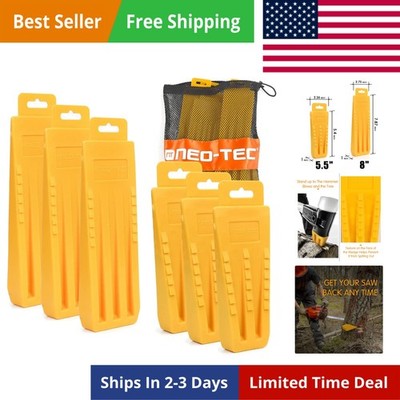 6 Pack Tree Felling Wedges with Spikes, High-Visibility Yellow Chainsaw Wedge...