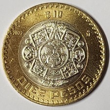 10 pesos coin 2022 Mexico, UNC - Monedas de 10 pesos 2022 Sin Circular Con Error