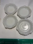 Vintage Milk Glass Ashtrays Anchor Hocking Style Set of 4 Scalloped 4”