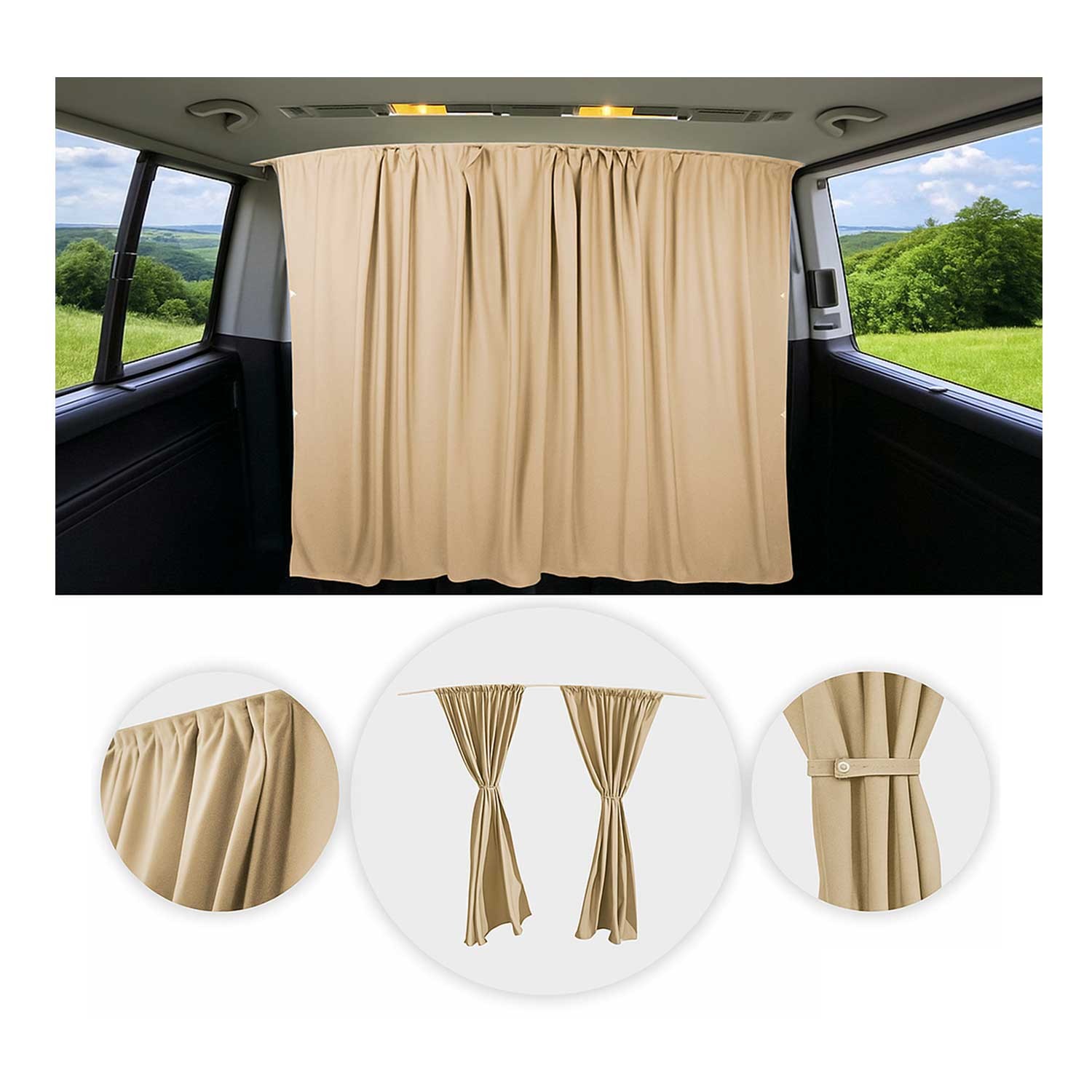 Rideaux pour Citroen Jumpy avec protection solaire beige contre la chaleur