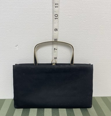 Vintage After Five Black Fabric Gold Handle Clutch/Handbag Fabulous!