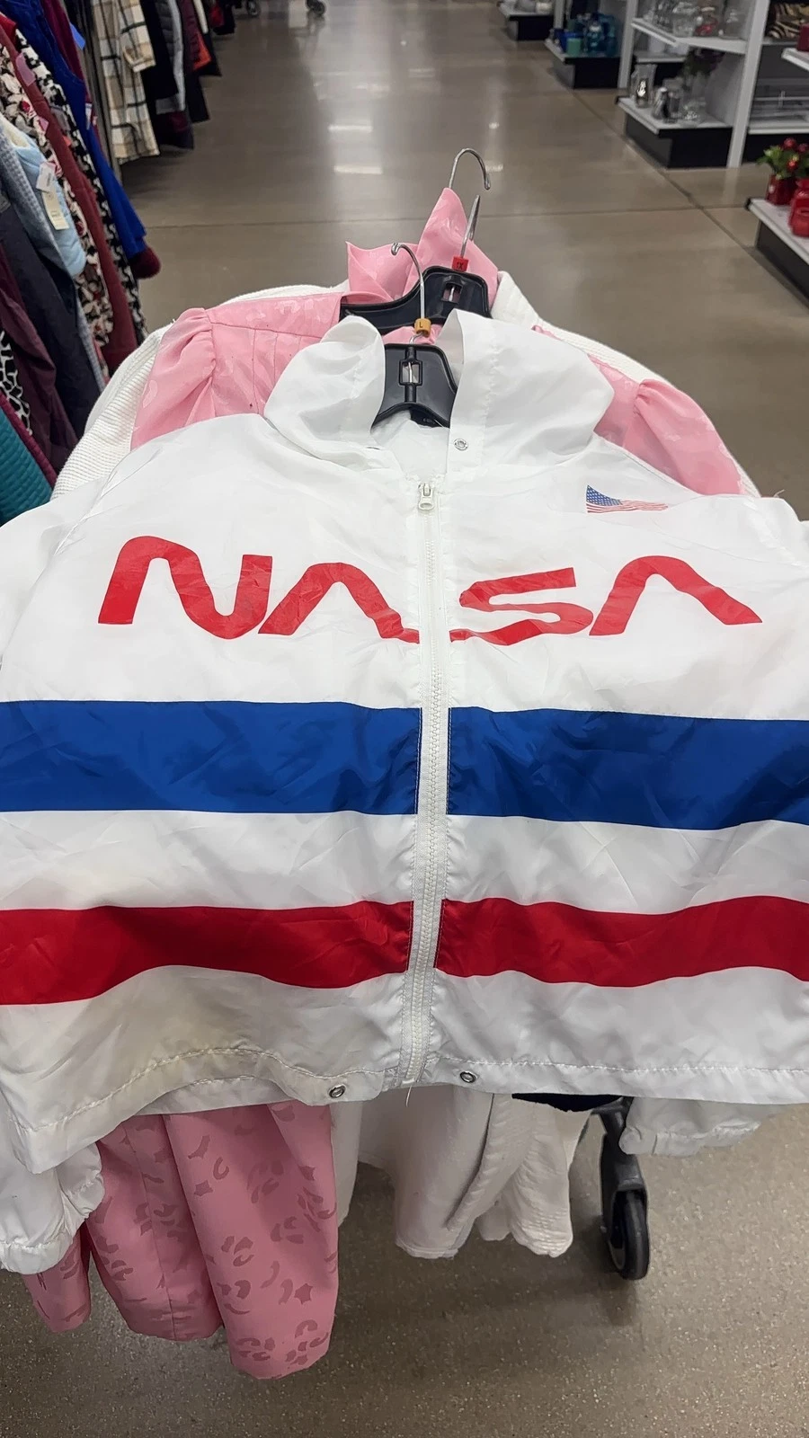 NASA American Flag Colorblock Windbreaker Jacket image 1