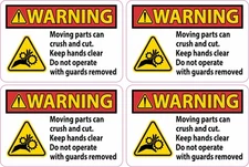 StickerTalk Moving Parts Warning Safety Stickers, 4 pack, 3x2 inches